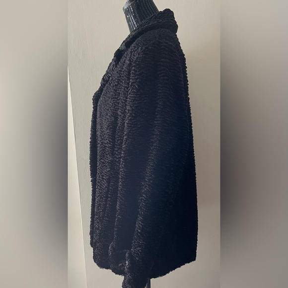 Simon Chang Textured Faux Lambs Fur Coat Size 13/14 - Picture 3 of 15